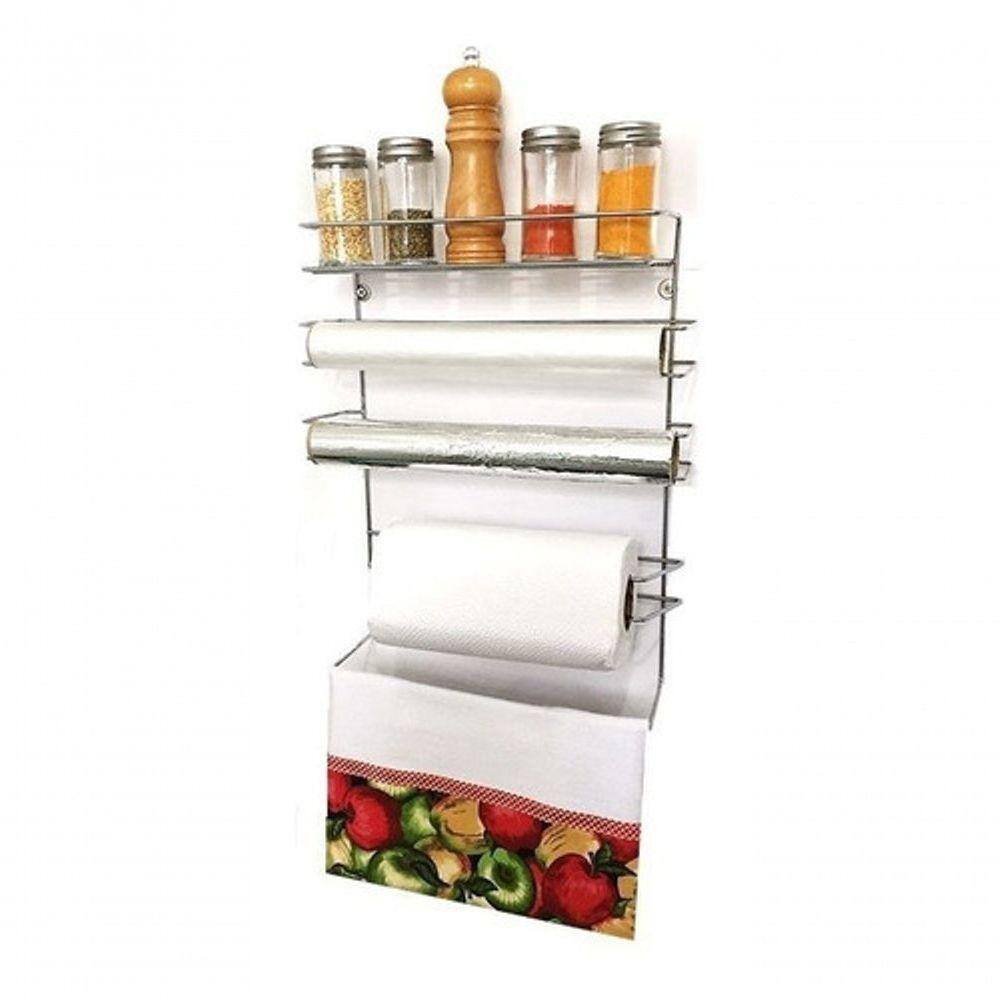 Organizador Porta Utensílios Rolos E Prateleira Parede Cook
