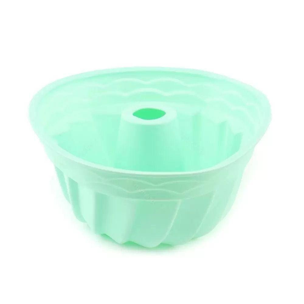 Forma De Silicone Soft Verde Para Bolo Ou Pudim 23cm