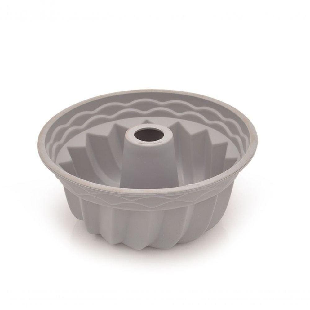 Forma De Silicone Soft Cinza Para Bolo Ou Pudim 23cm