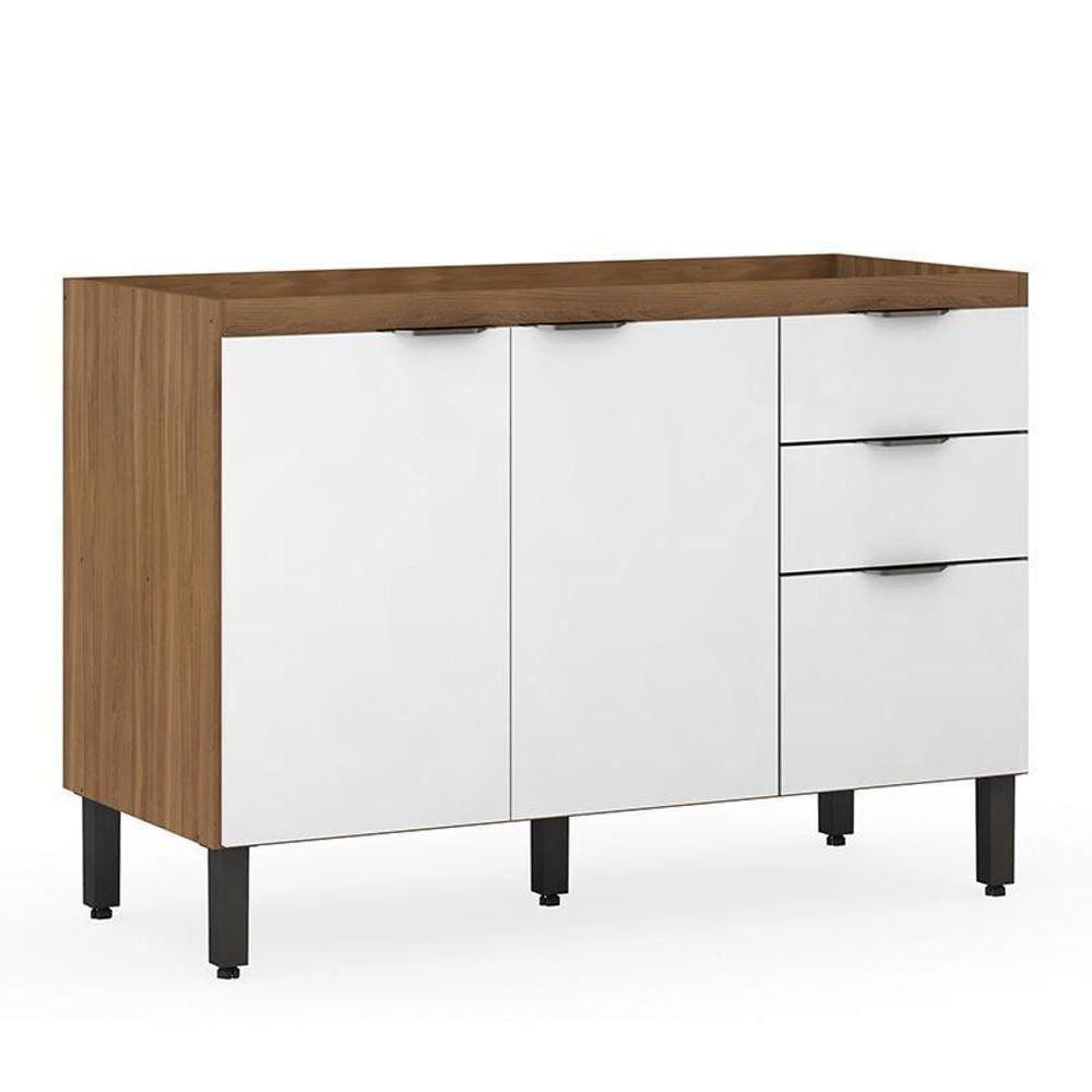 Balcão Firenze Pia 120cm 3 Portas 2 Gavetas sem Tampo - Demóbile
