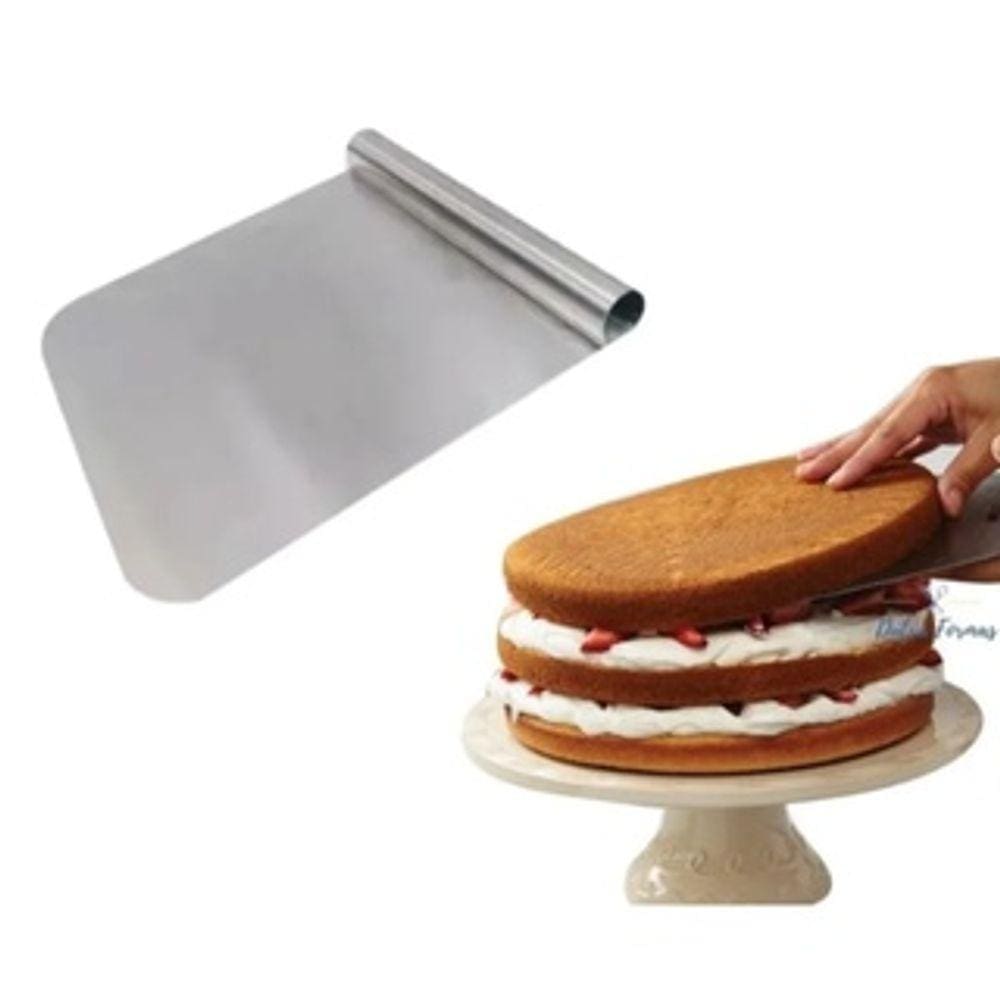 Espátula Salva Bolo Pá Grande 25x25cm Em Aço Inox