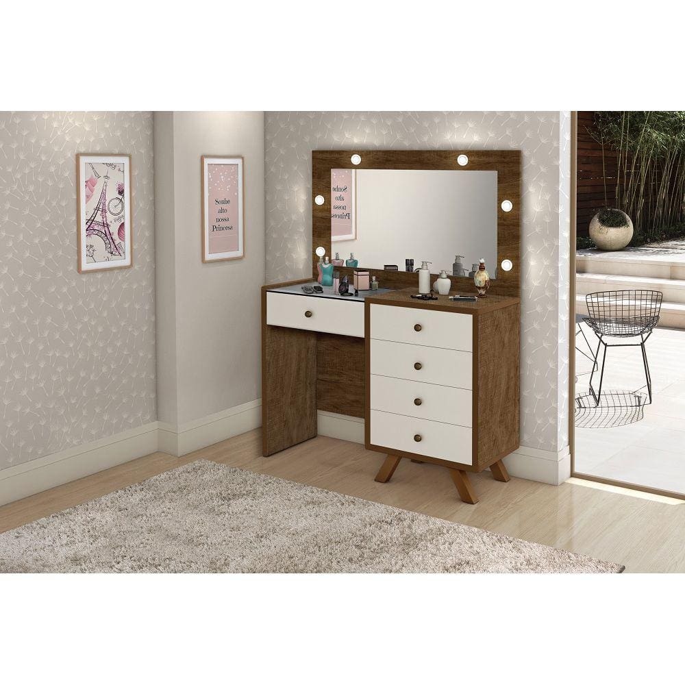 penteadeira camarim Malbec Off White MDF alto padrão LED espelho