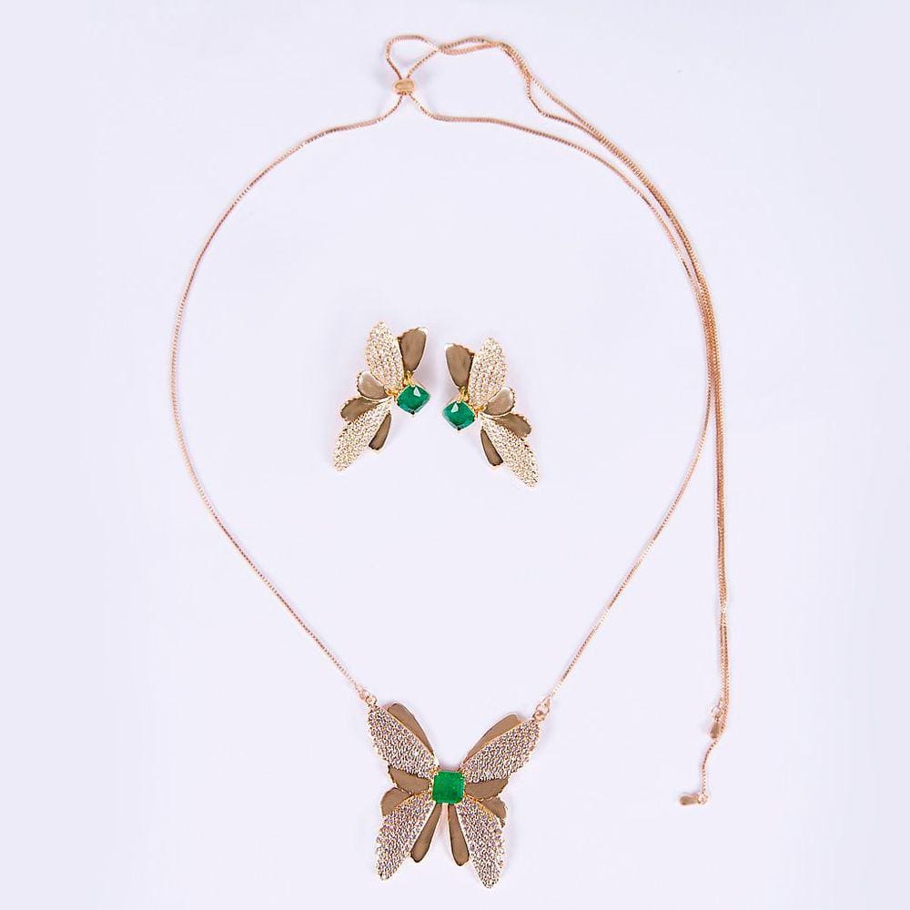 Conjunto de Colar e Brincos Borboleta