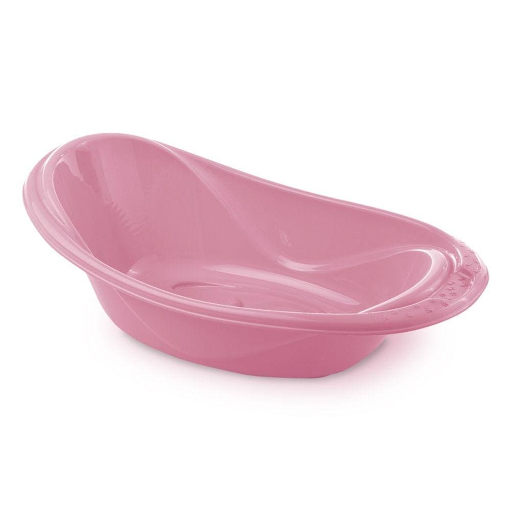 Banheira Infantil Patinhas Rosa Saboneteira Resistente 20 Litros