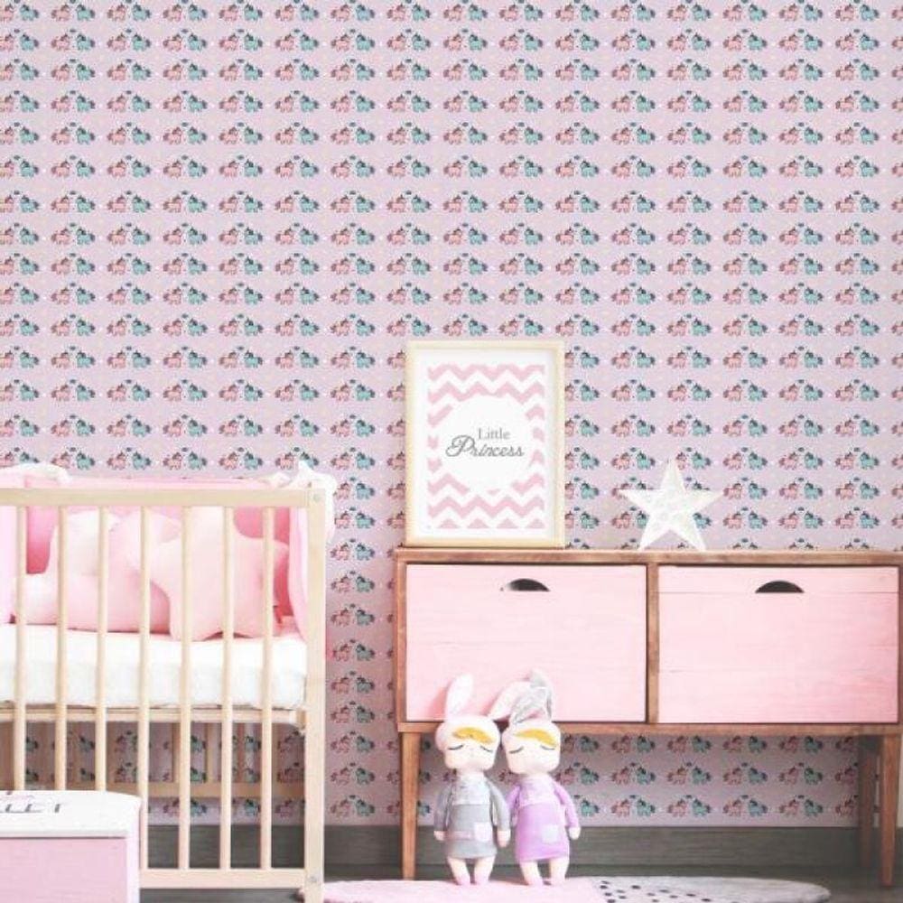 Papel De Parede Infantil Casal Unicórnio