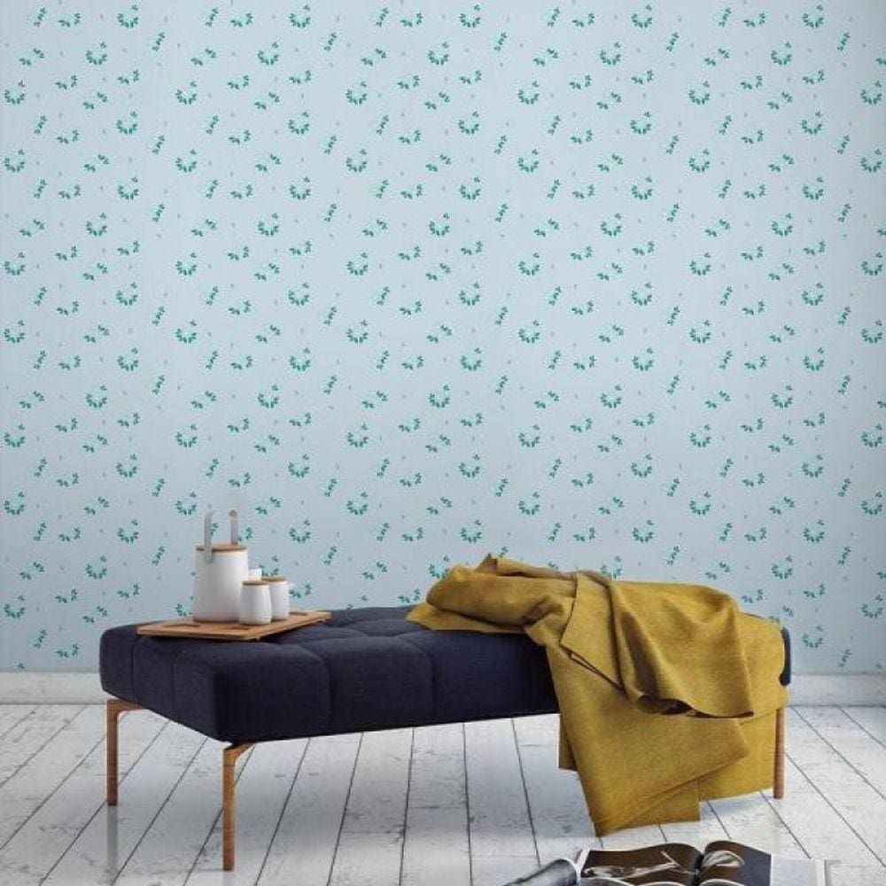 Papel De Parede Infantil Flor Azul