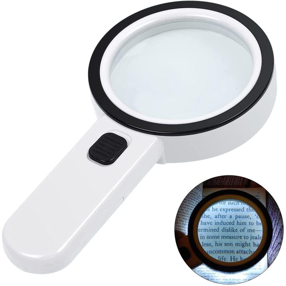 Lupa com Luz, 30X Lupa Grande Portátil 12 LED Lupa Iluminada Iluminada para Degeneração Macular, Leitura de Idosos, Solda, Inspeção, Moedas, Joias, Ex