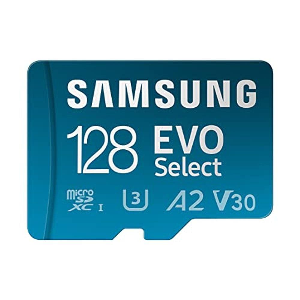 SAMSUNG EVO Selecione Cartão de Memória Micro SD + Adaptador, 128GB microSDXC 130MB/s Full HD & 4K UHD, UHS-I, U3, A2, V30, Armazenamento Expandido pa