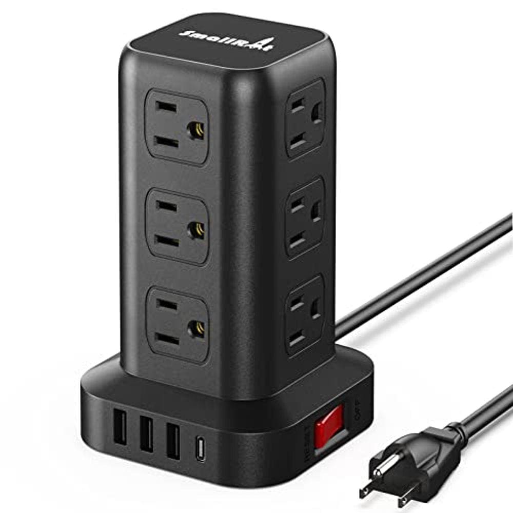 Cabo de extensão com tomadas múltiplas Surge Protector Power Strip Tower 12 AC 4 Portas USB (1 USB C) Power Strip com portas USB Surge Protector Tower