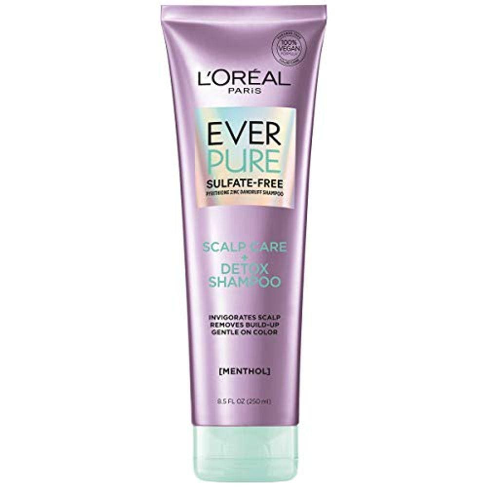 L`Oreal Paris EverPure Scalp Care + Detox Sulfate Free Shampoo for Color-Treated Hair, Anti-Casruff, Invigorates Scalp and Remove excesso de acúmulo,