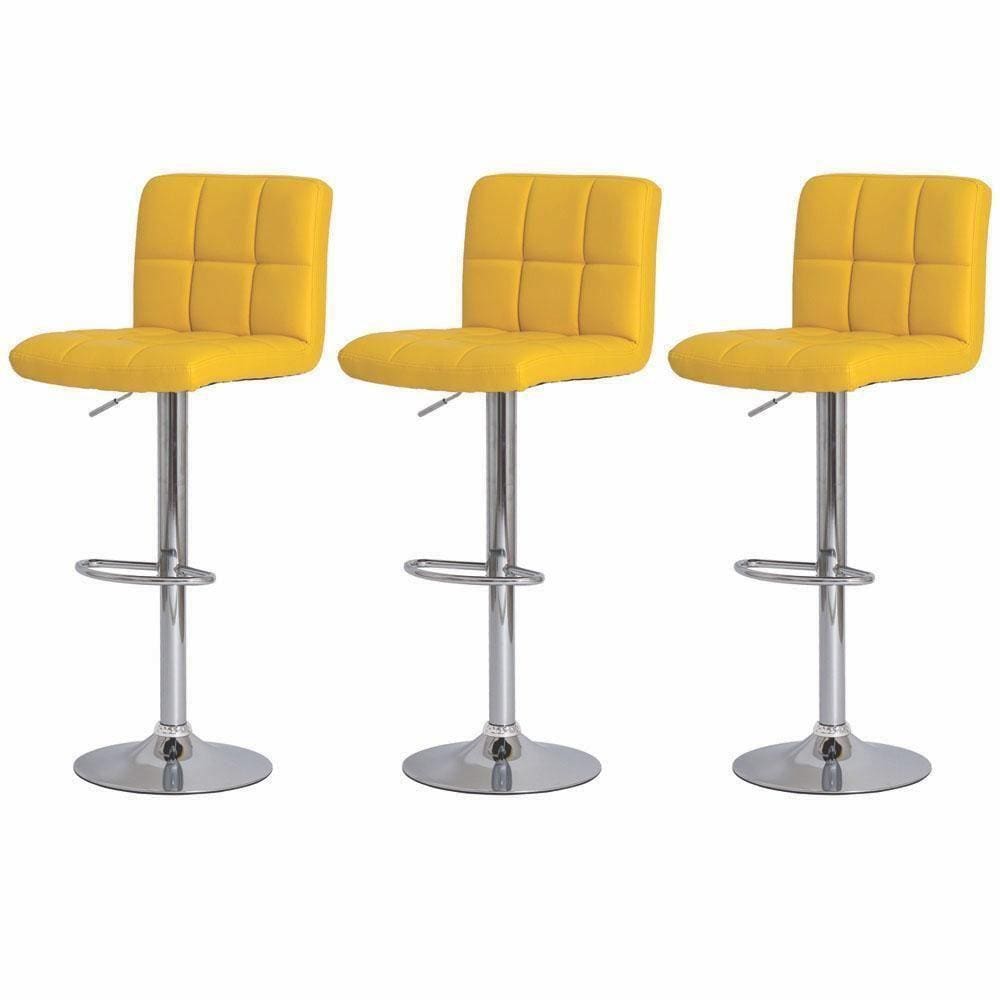 Kit 3 Banquetas Giratórias Gomos Amarela Amarelo