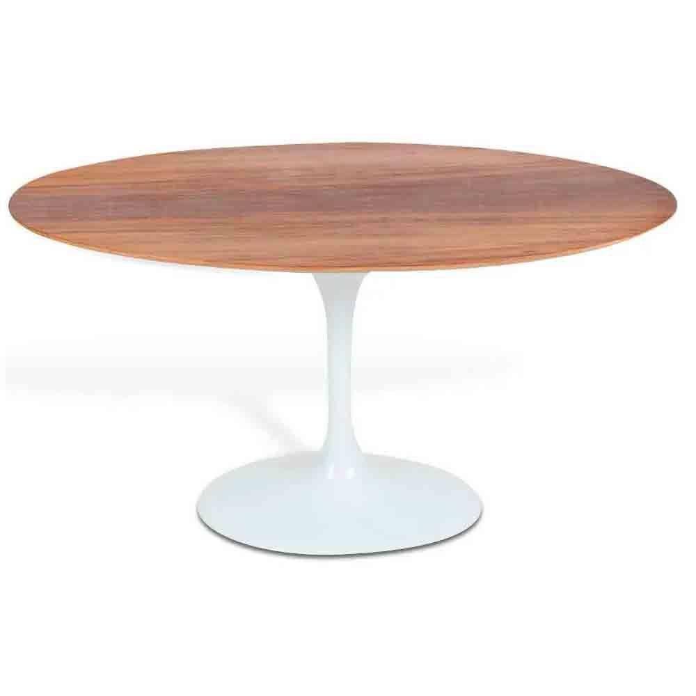 Mesa Saarinen Oval Imbuia 120x80cm - Base Branca