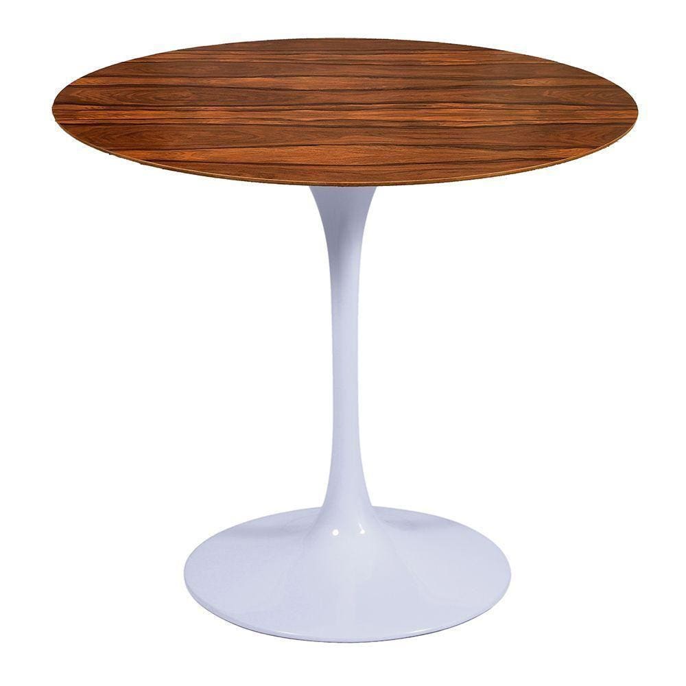 Mesa Saarinen Redonda Pau Ferro 90cm - Base Branca