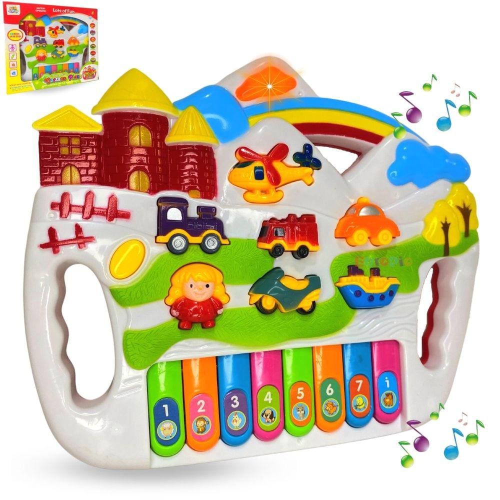 Brinquedo Piano Infantil Vaquinha Com Som Animais Fazendinha Cor