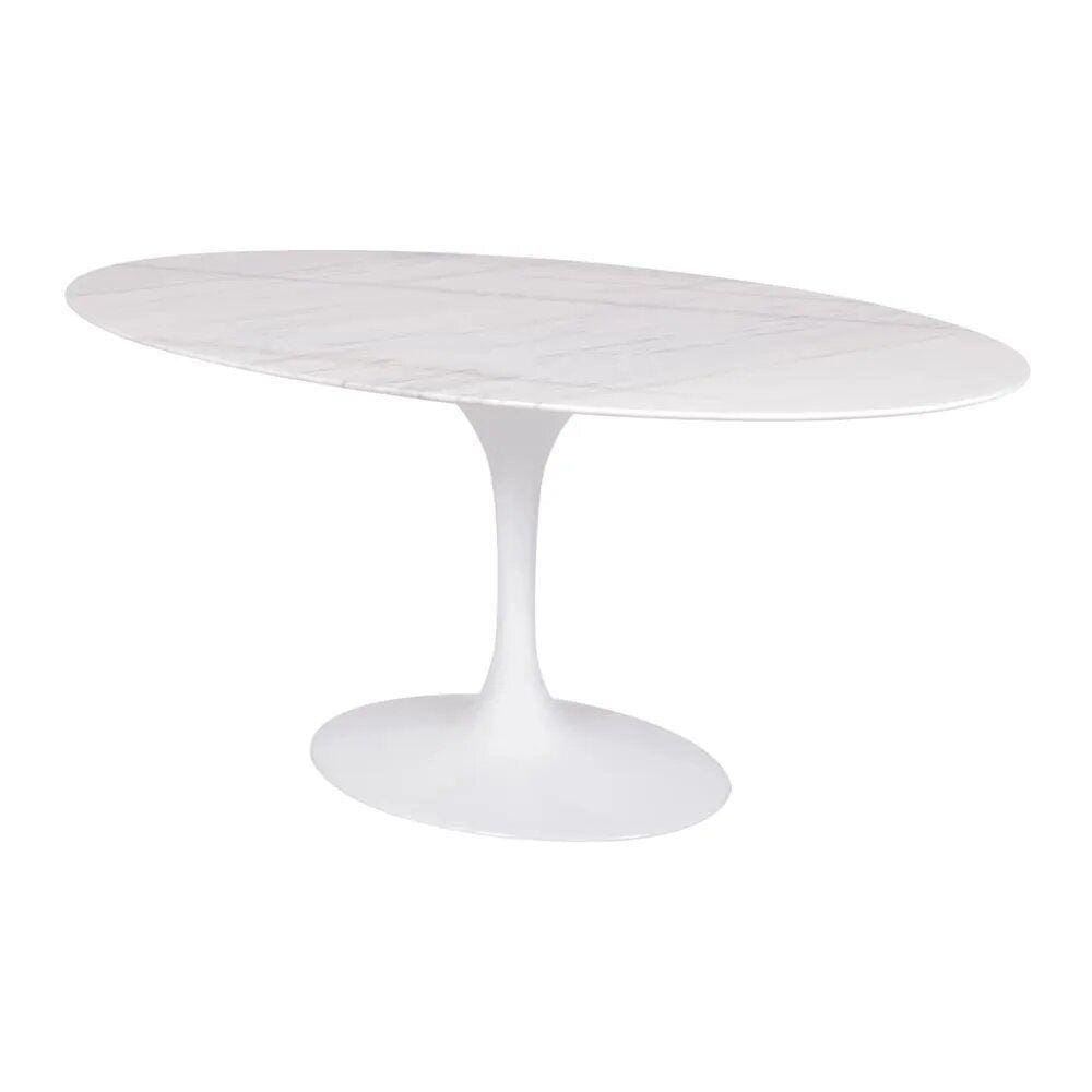Mesa Saarinen Oval Espirito Santo 135x90cm - Base Branca