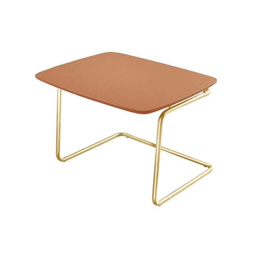 Mesa De Centro Kairos Base Ouro 54x43cm Larflex Cor:terracota