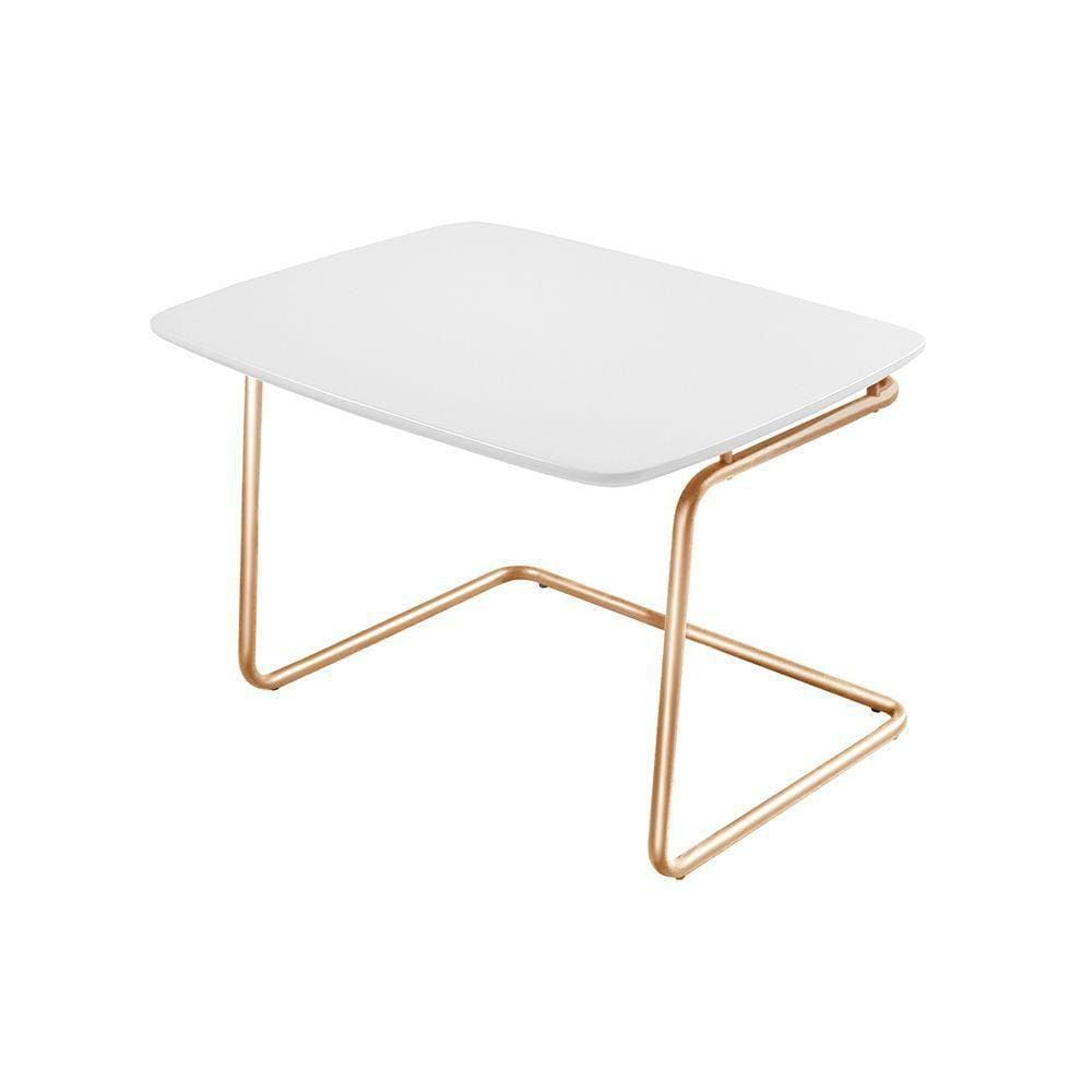 Mesa De Centro Kairos Base Cobre 54x43cm Larflex Cor:branco