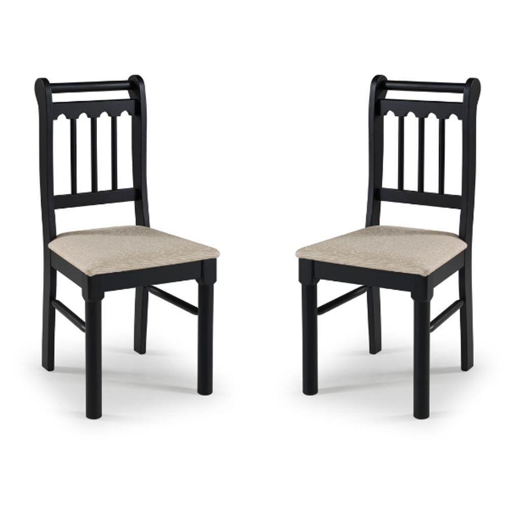 Kit 2 Cadeiras Em Madeira Maciça Mv Outlet Preto