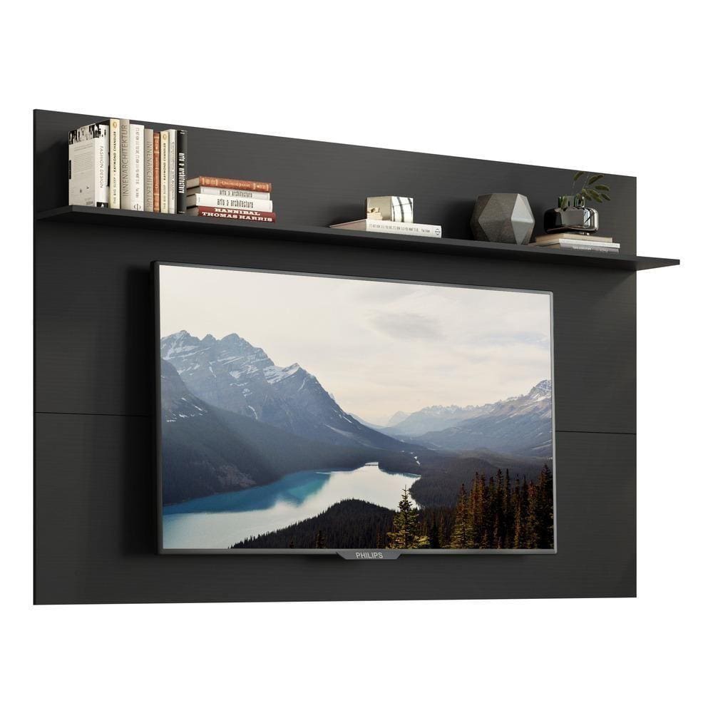 Painel Tv 65" Com Prateleira Amsterdã Plus Multimóveis V3363 Preto Preto