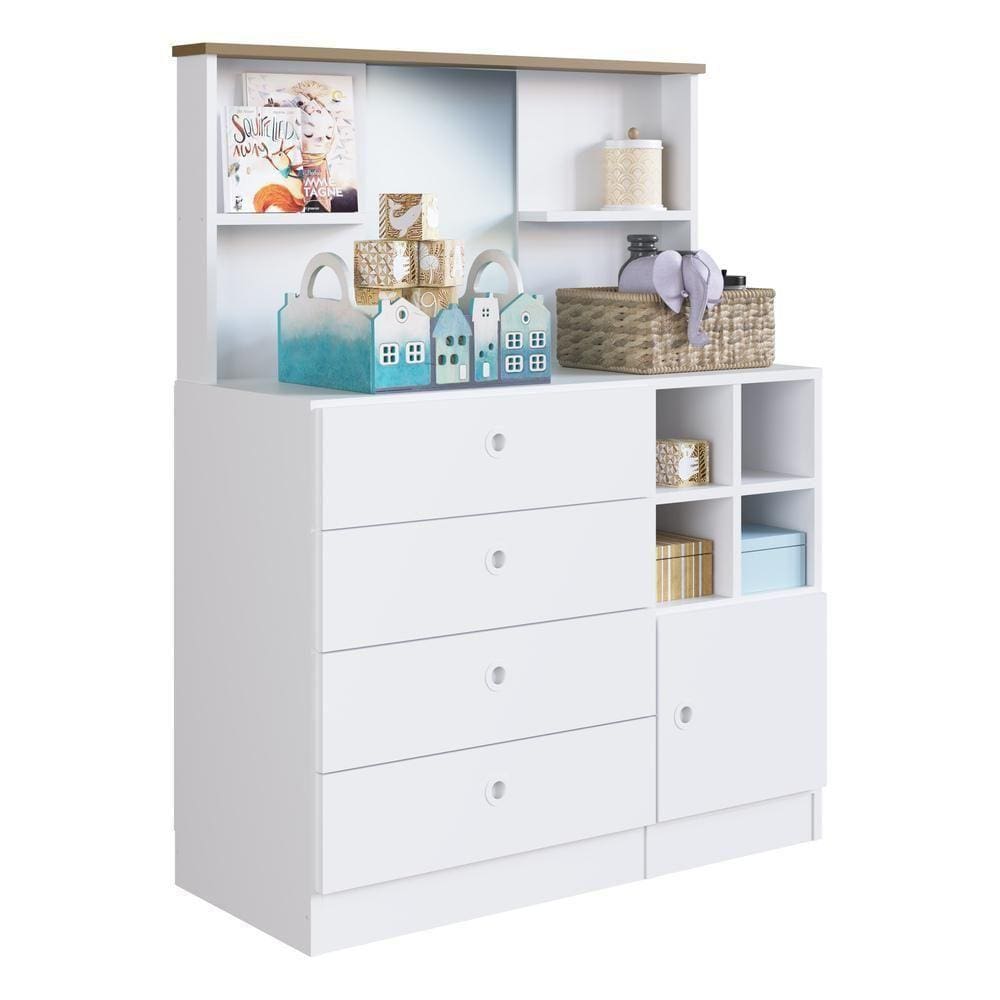 Cômoda Infantil 4 Gavetas E 1 Porta Multimóveis Cr40102 Branca Branco