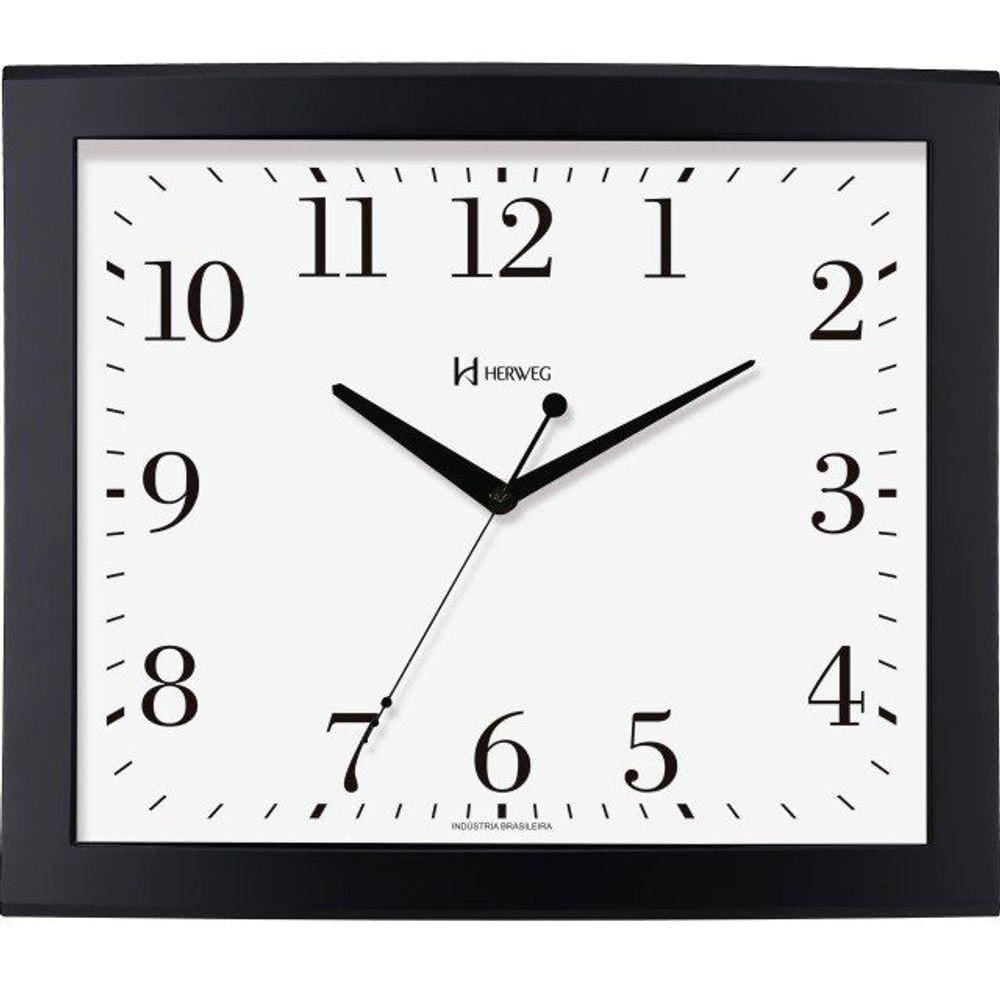 Relógio de Parede Quadrado Preto Fosco Herweg 6900