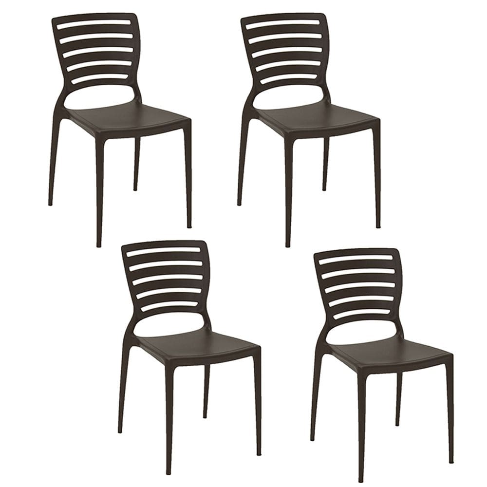 Conjunto 4 Cadeiras Tramontina Sofia Summa com Encosto Horizontal em Polipropileno Marrom