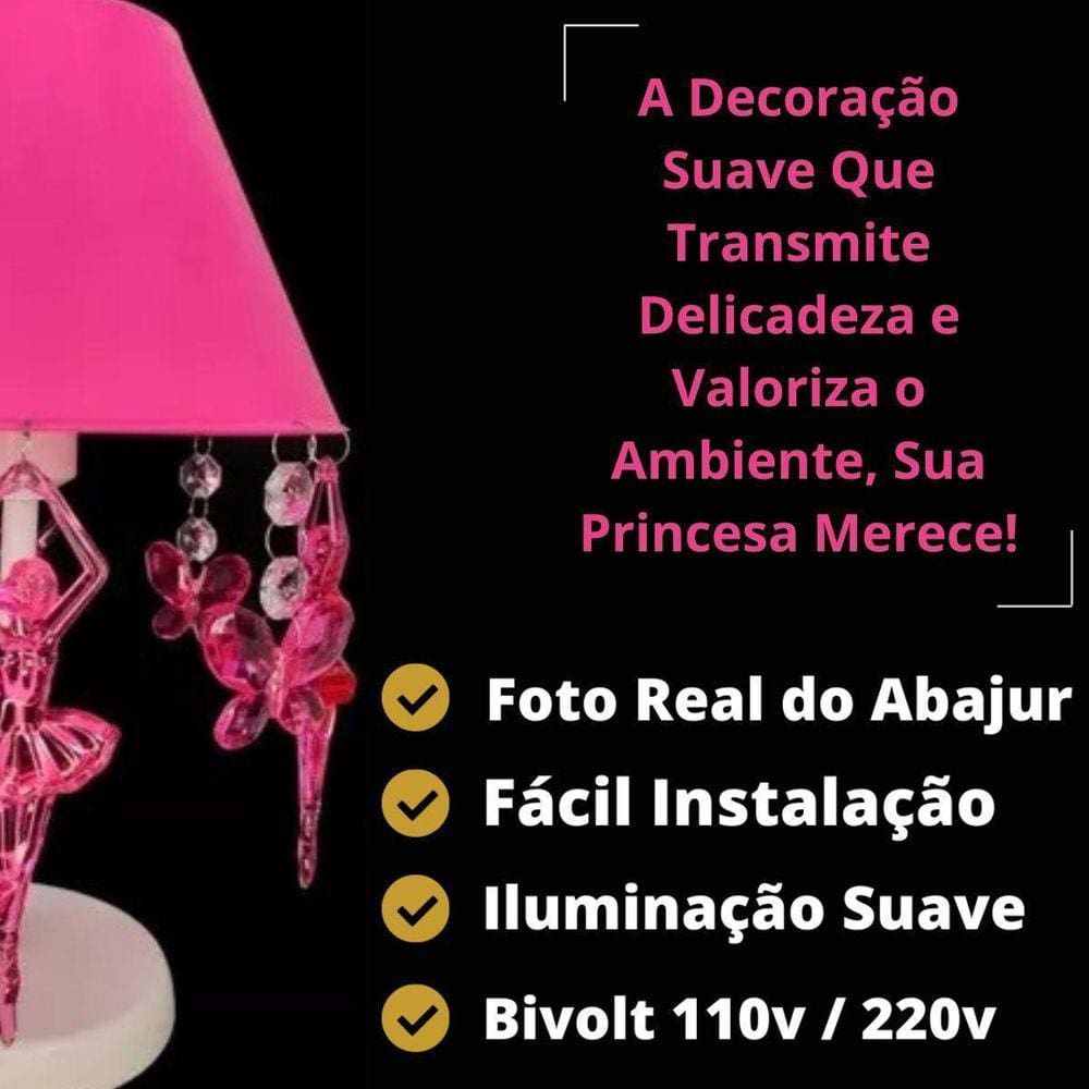 Luminária De Mesa Bailarinas Borboletas Decorar Quarto