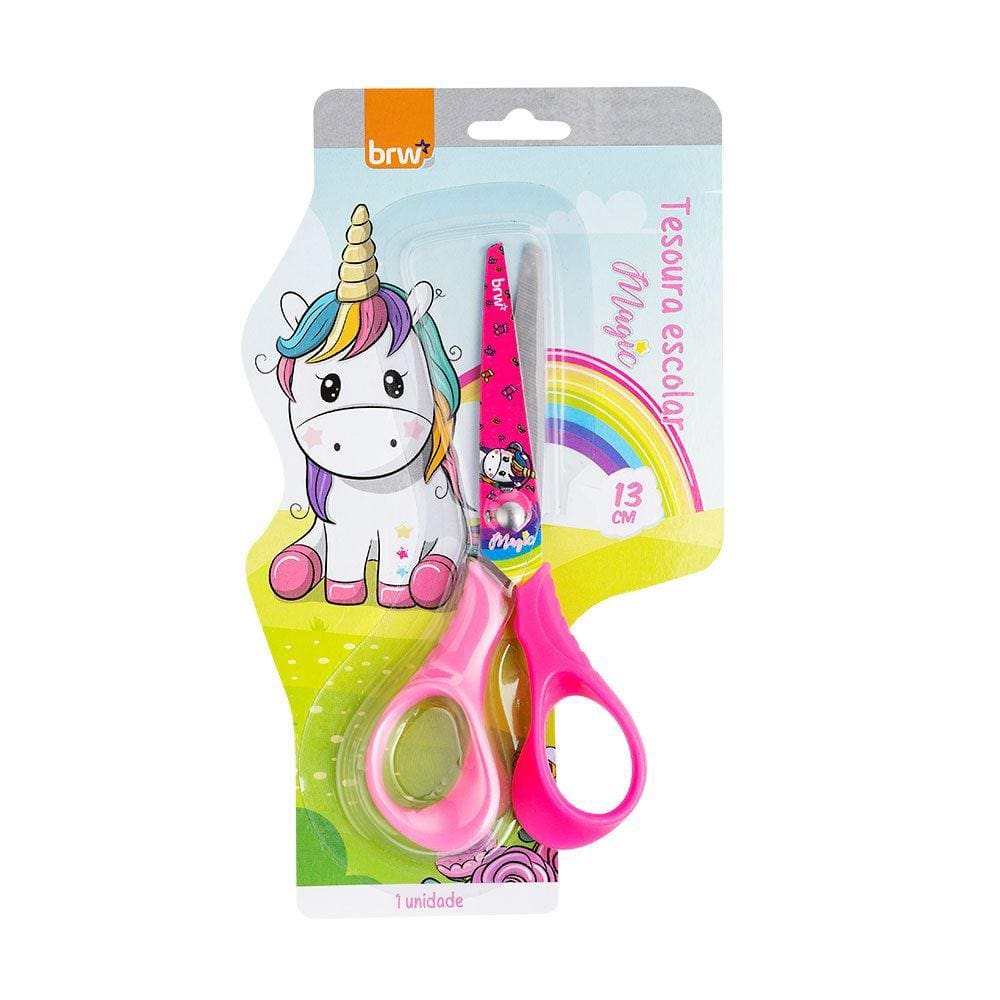 Tesoura Escolar de Aço Unicornio 13cm Magic BRW