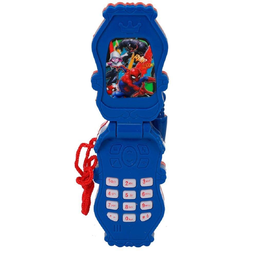 Celular de Brinquedo Smartphone Flip Spiderman Com Luz e Som
