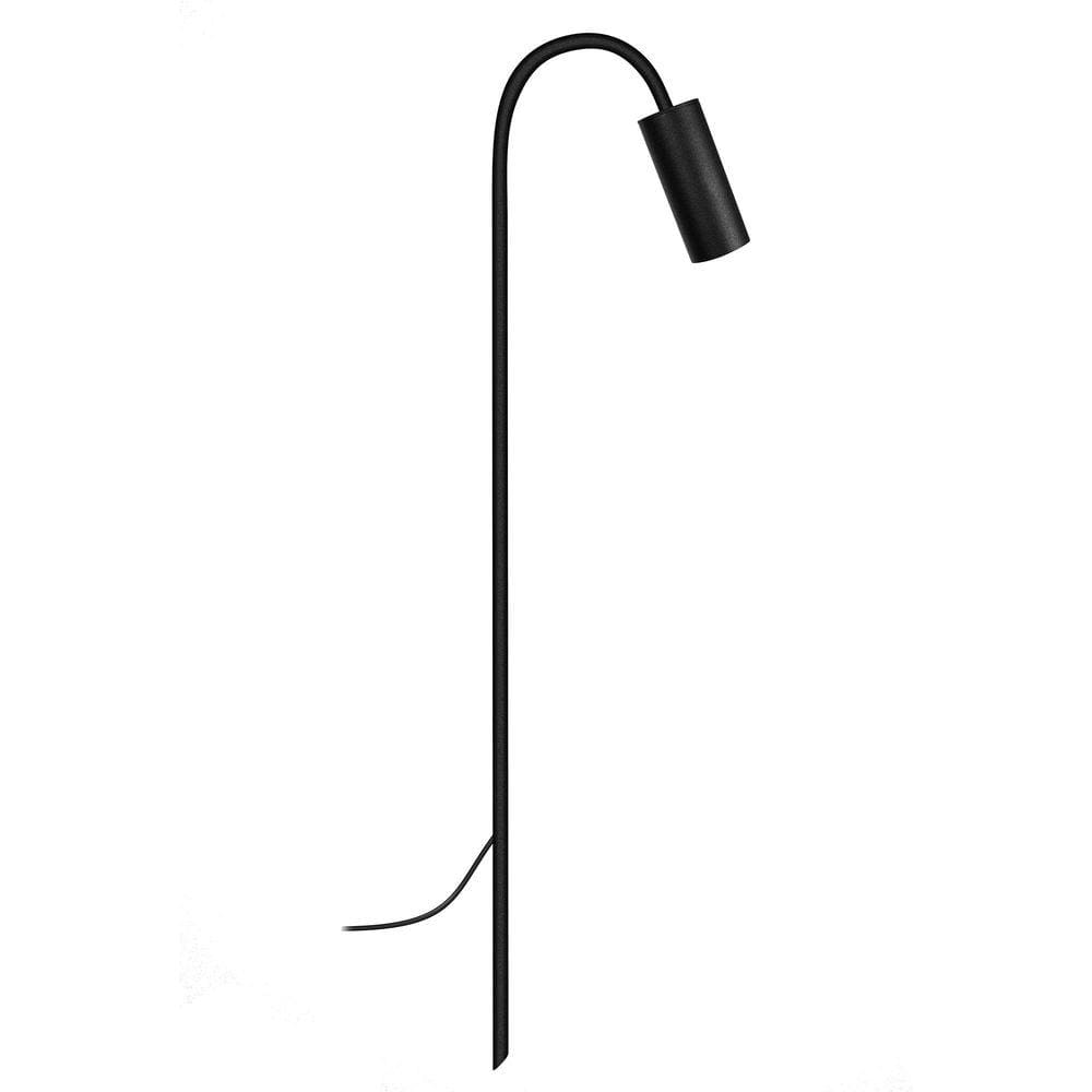 Balizador Espeto Luminária Chão Jardim Curvo Preto 80Cm