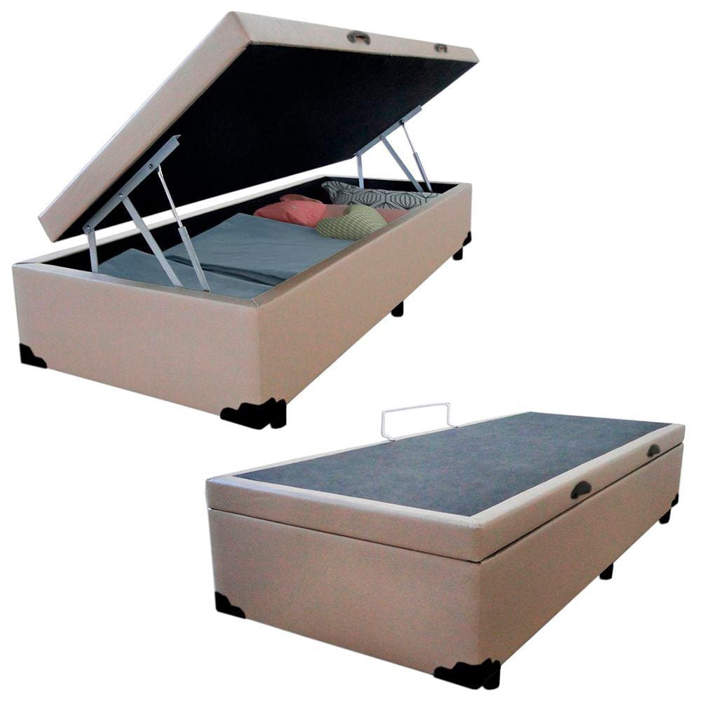 Cama Box Baú Solteiro Sintético SerenePrime Bege 88x188x44