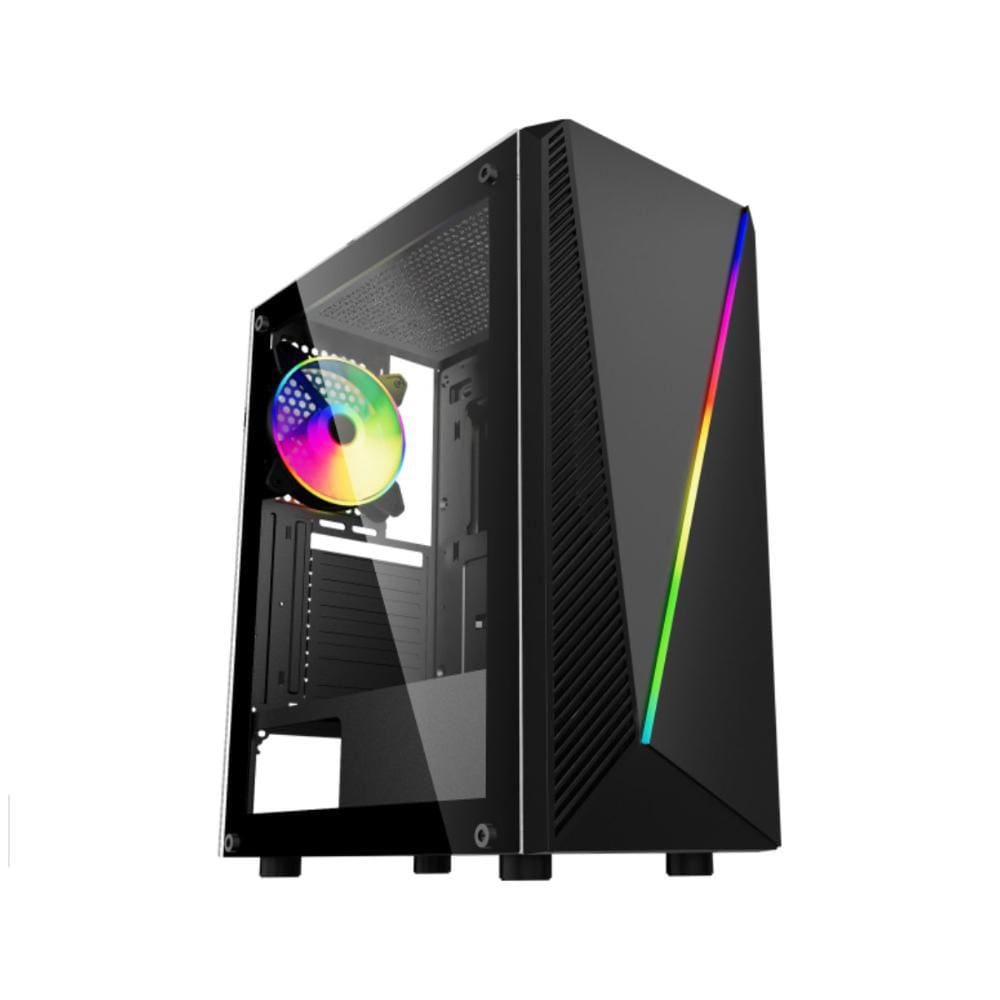 Gabinete Gamer K-Mex Yaiba 1 05AA - Lateral em Vidro Temperado, USB 3.0, Iluminação LED, ATX, Preto