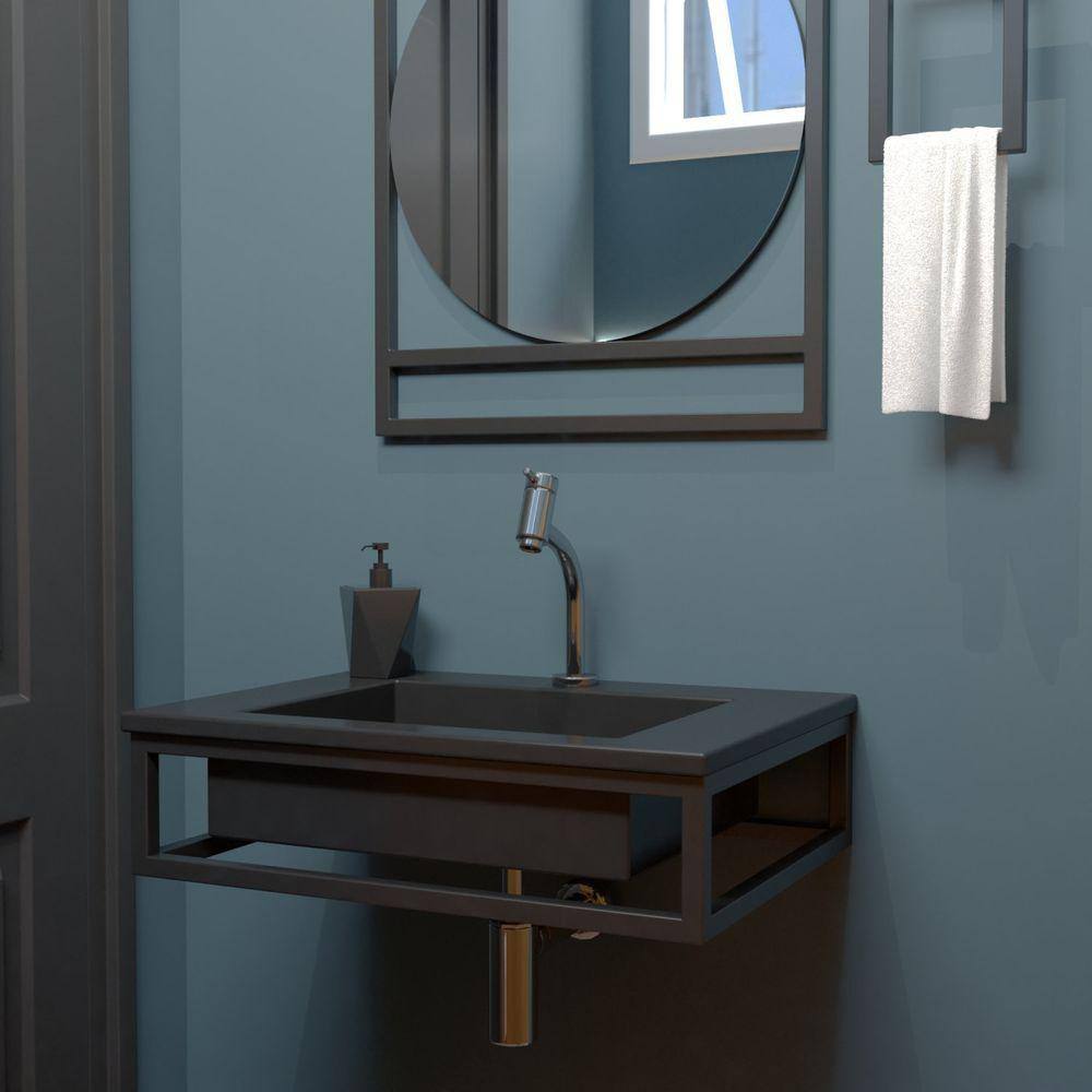 Bancada 60 x 45cm com Cuba Iron Black Venturi Preto
