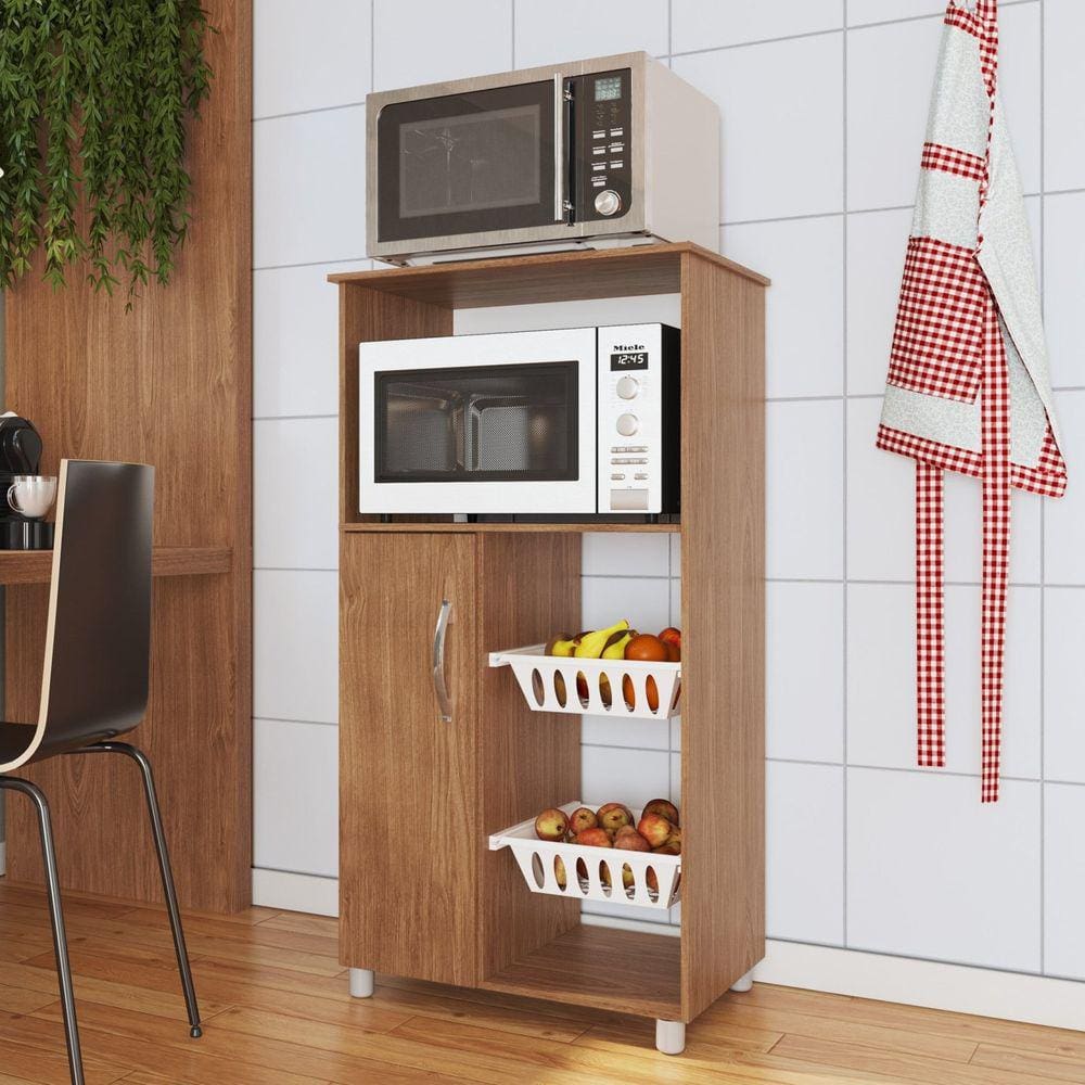 Fruteira com Nicho para Forno 1 Porta 2 Cestos Kely Freijó