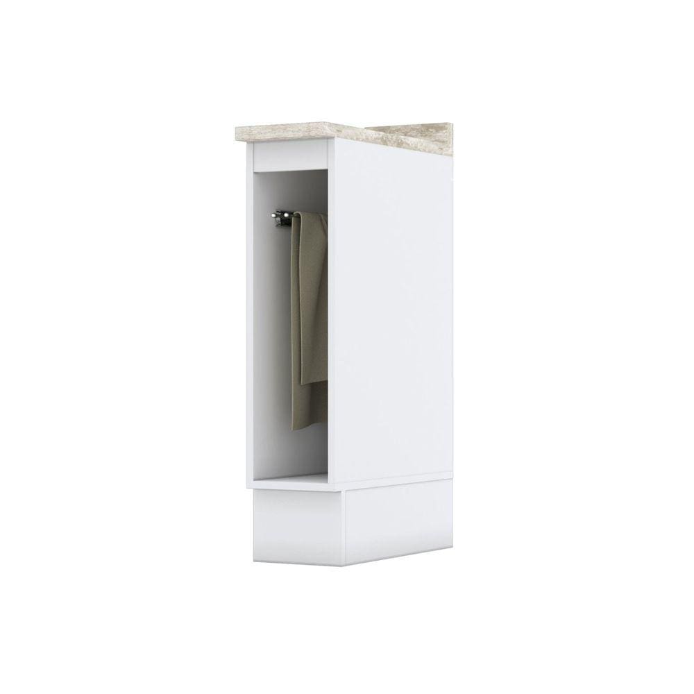 Balcão para Cozinha 20cm Porta Toalha com Tampo Emily Branco HP/Calcare