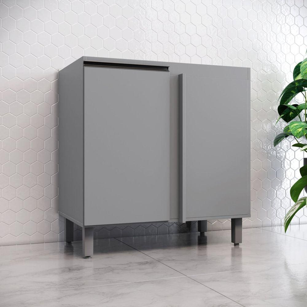 Balcão de Cozinha Canto Reto 1 Porta Diva Cinza