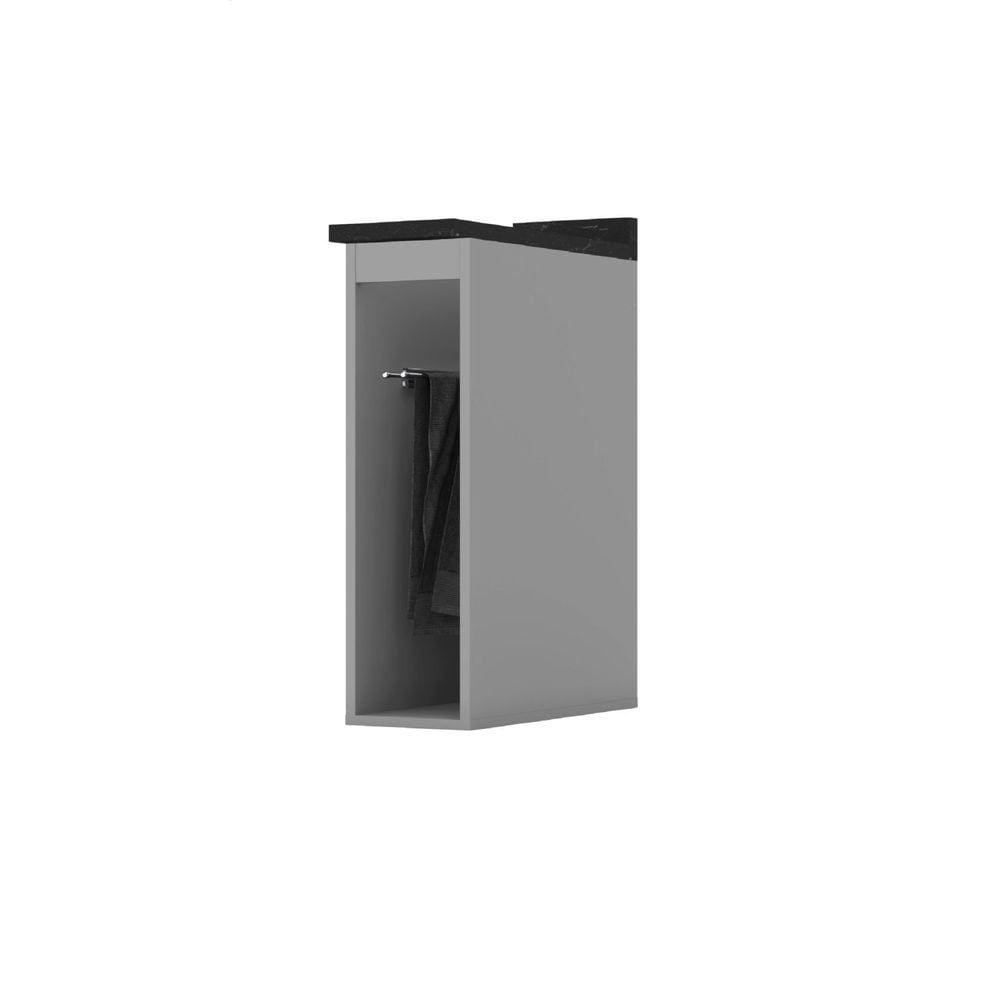 Balcão de Cozinha Porta Toalha com Tampo Diva Cinza/Nero