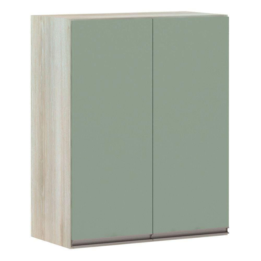 Armário Para Cozinha 60cm 2 Portas Legno Crema C/Verde