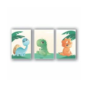 Quadro infantil desenho dinossauro verde - Conspecto