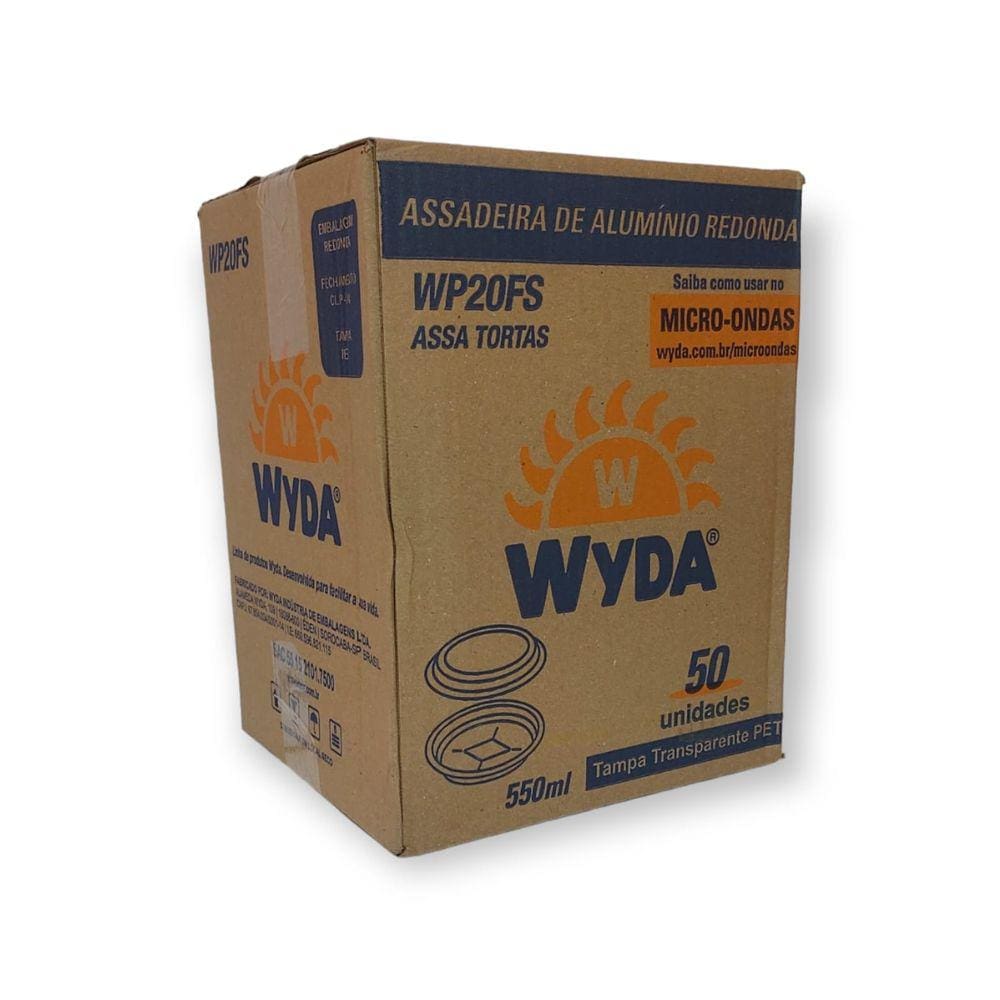 Assadeira de Alumínio Redonda WP20FS Tampa Pet Wyda 550ml c/50 un