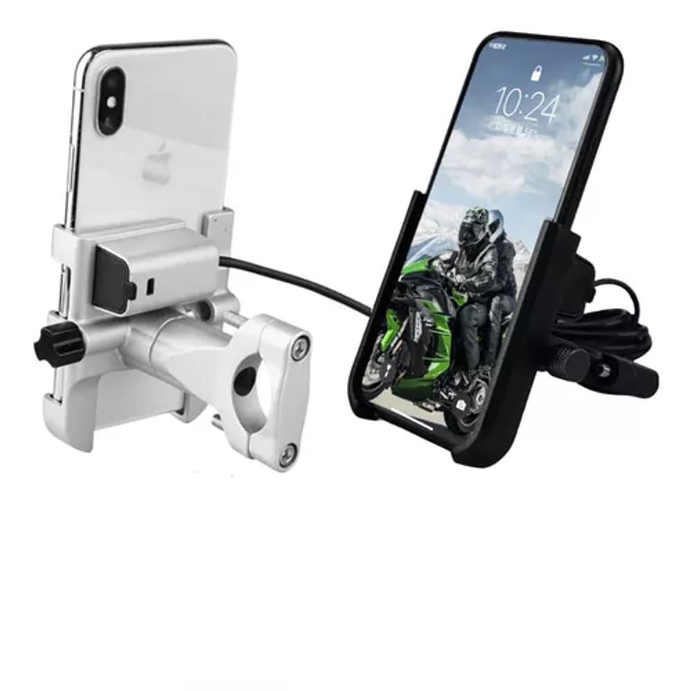 Suporte Celular Alumínio Moto carregador USB Universal