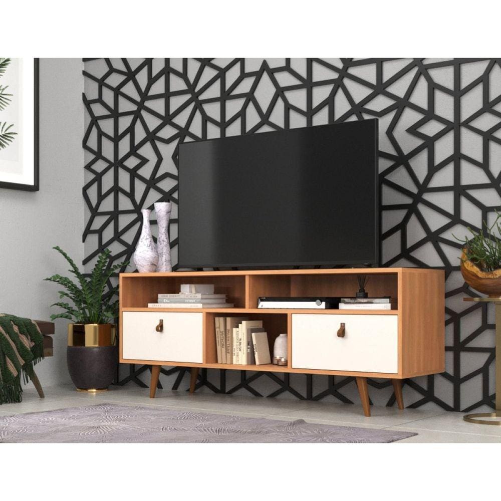 Rack Chicago 136 cm em MDP para Tvs de até 60” Freijó / Off White