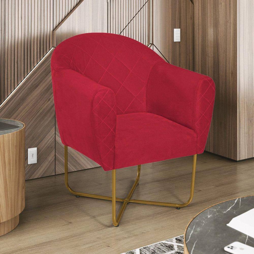 Poltrona Base X Suede Herrera Vermelho