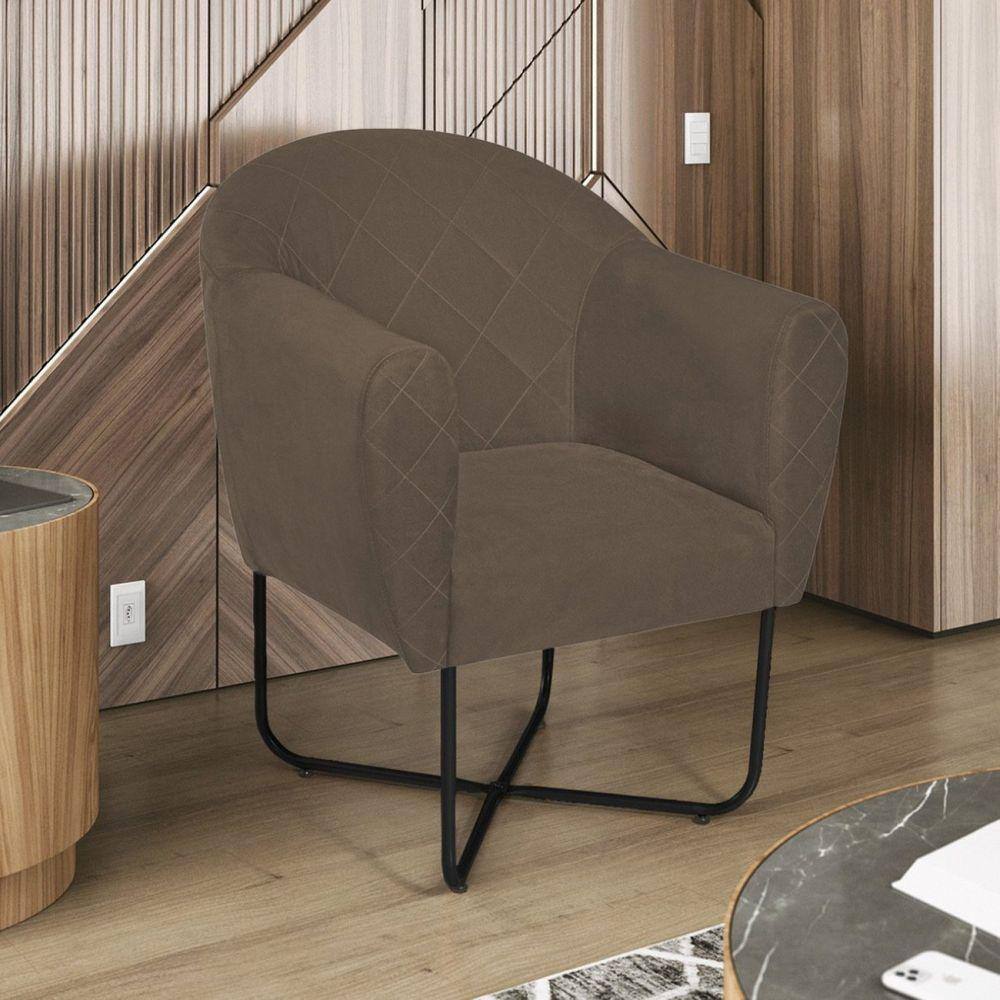 Poltrona Base X Suede Herrera Marrom