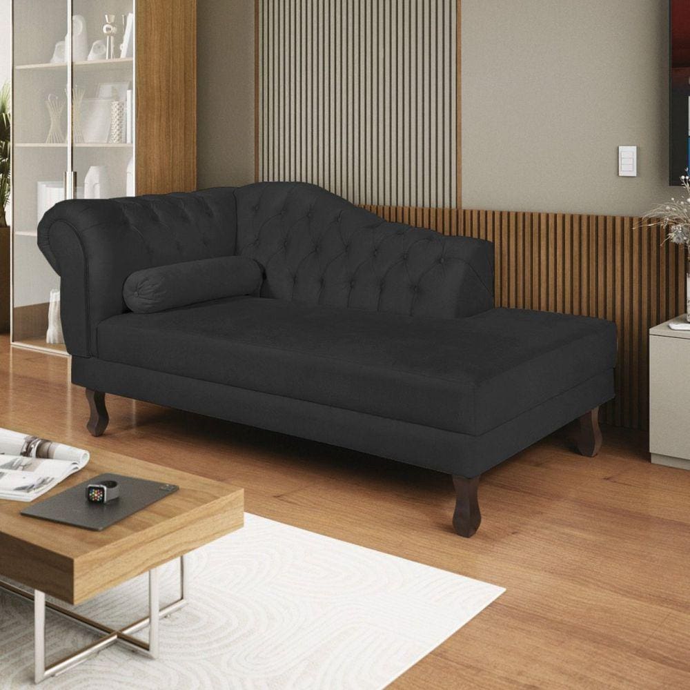 Diva Recamier Dora 160cm Lado Direito Sintético Preto