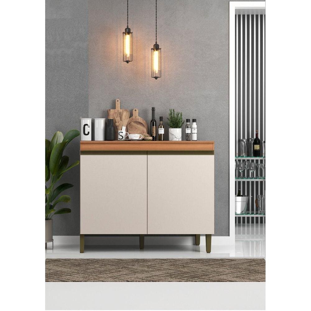 Balcão Para Cozinha 2 Portas 120cm com Tampo Cecília Freijó/Off White