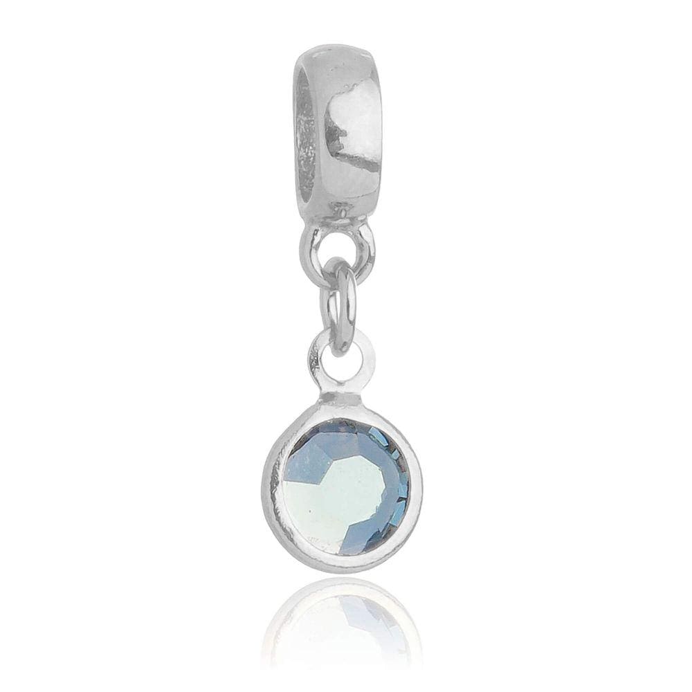 Pingente Berloque Cristal Cinza Pandora Banhado a Prata 925