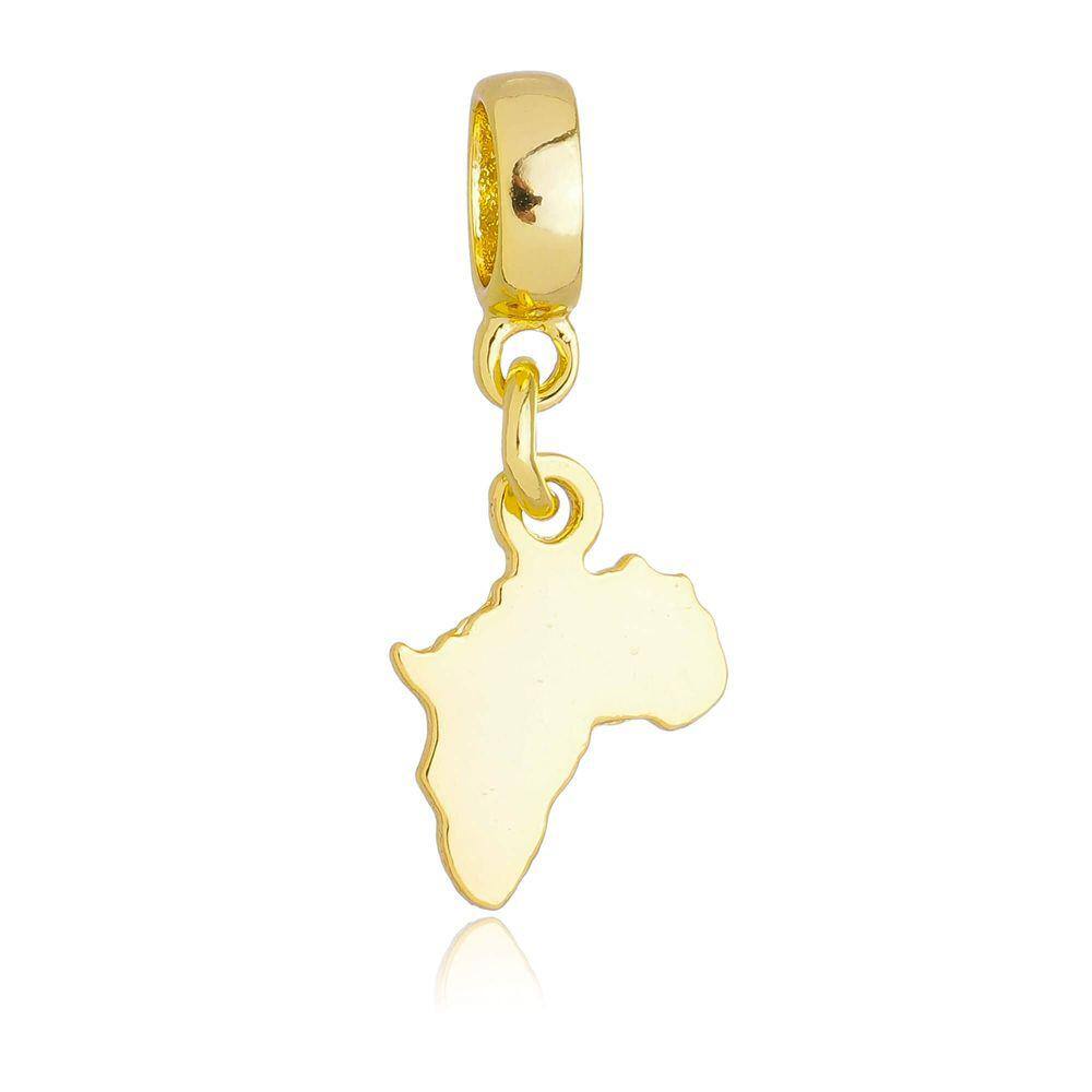 Pingente Berloque Mapa Brasil Pandora Banhado a Ouro 18k