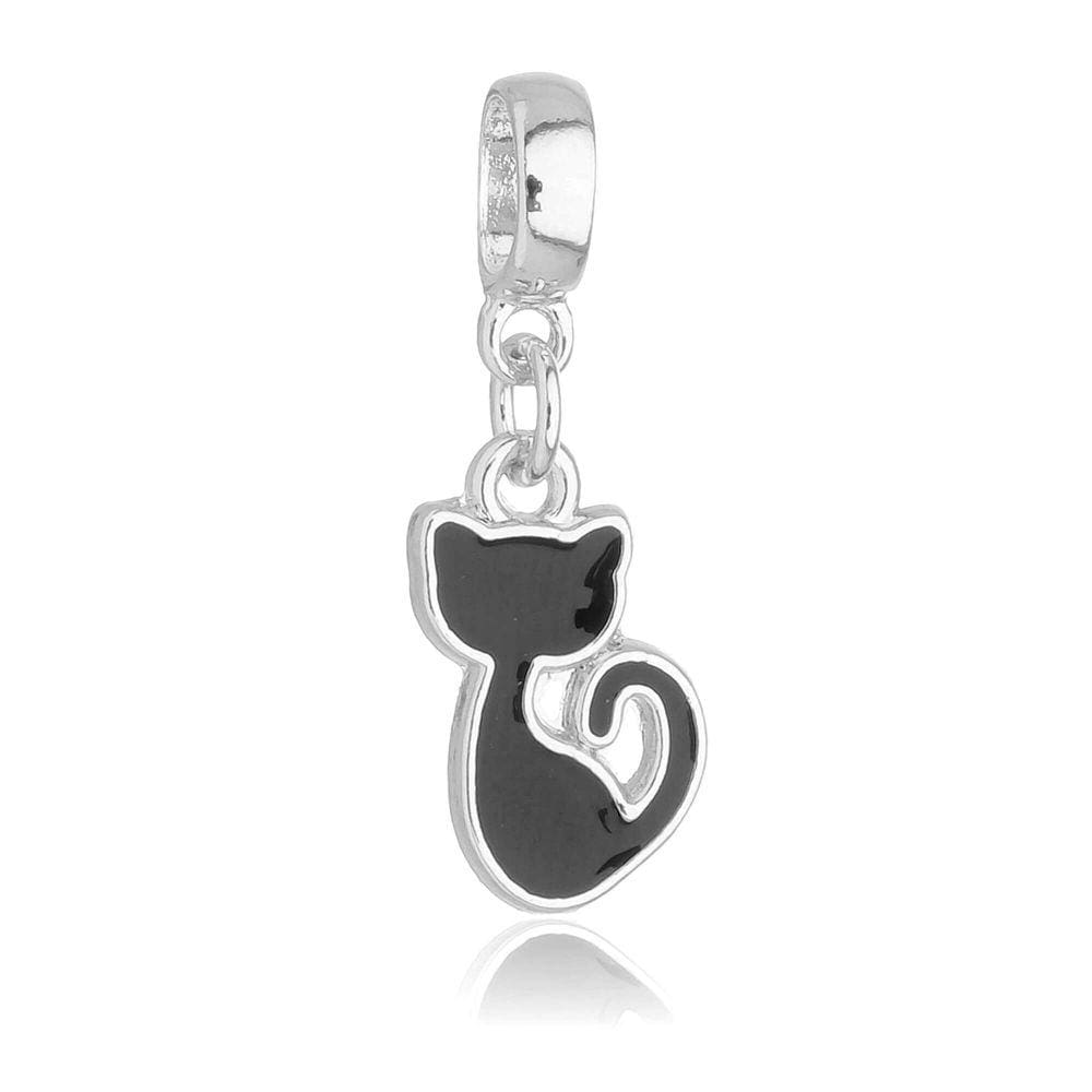 Pingente Berloque Gato com Resina Pandora Banhado a Prata 925