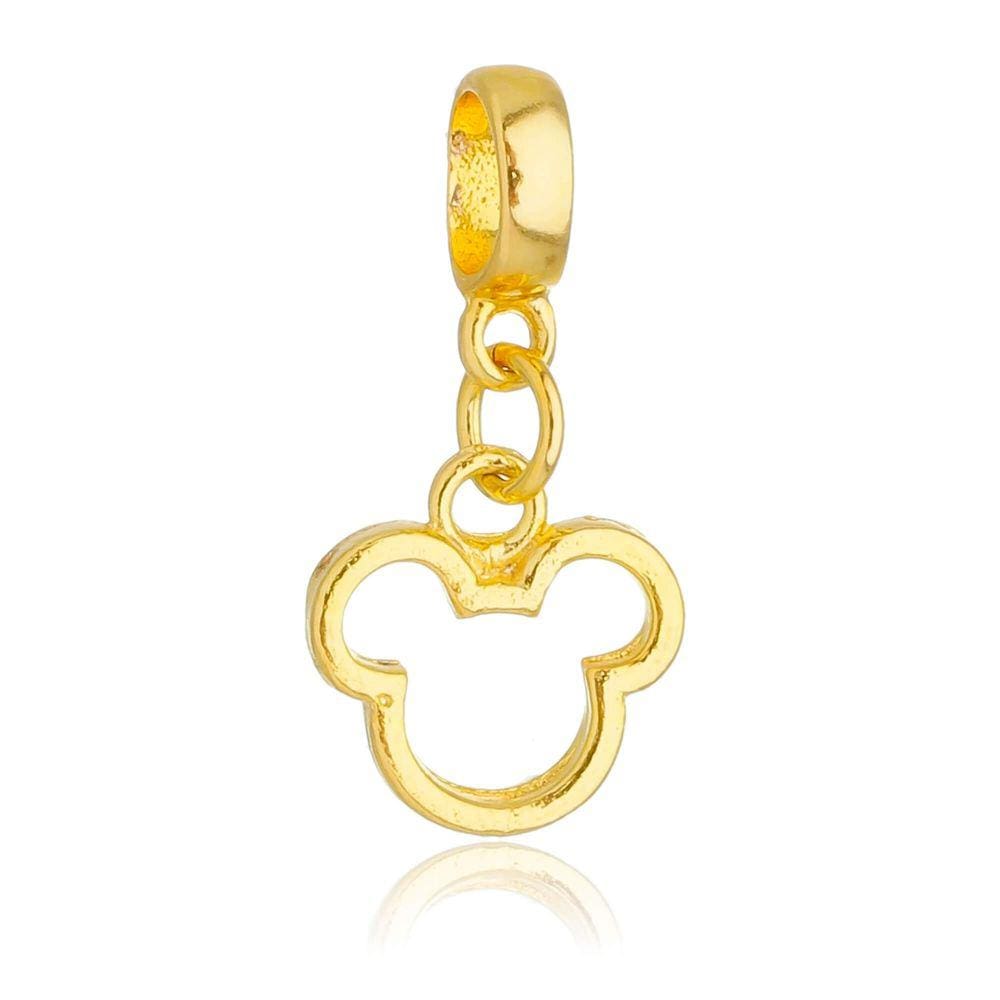Pingente Berloque Mickey Vazado Disney Pandora Banhado a Ouro 18k